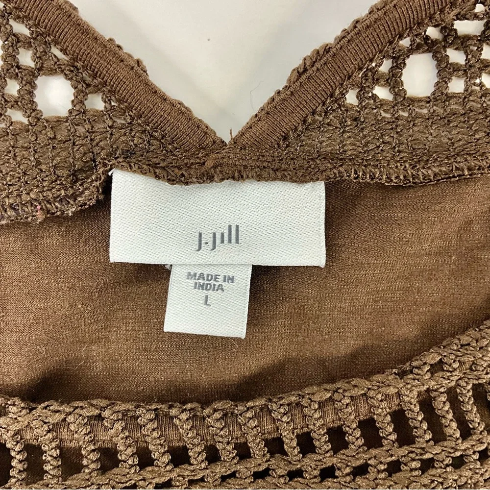 J.Jill Crochet details pima Cotton brown dress Size L - Picture 5 of 12
